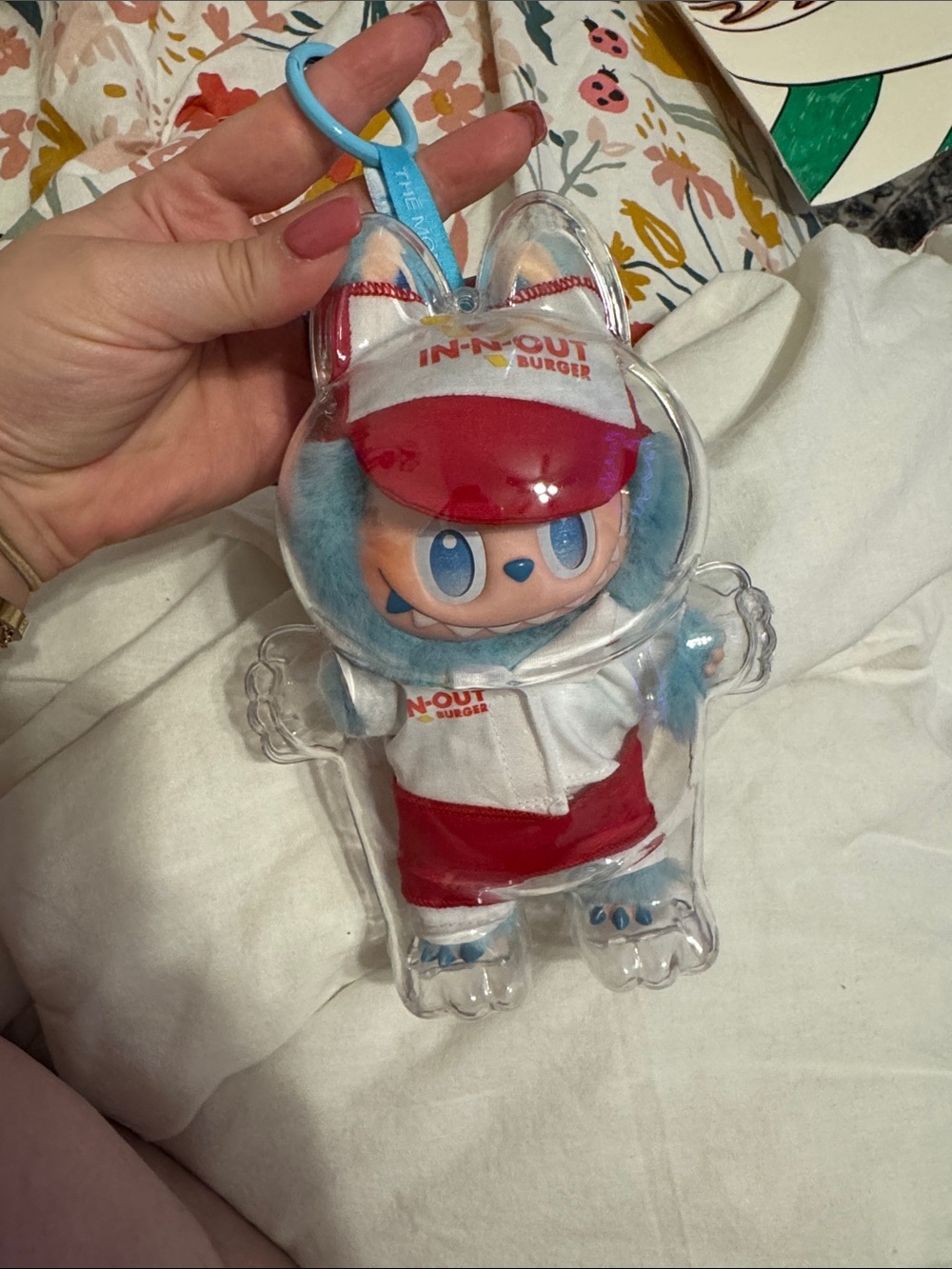 In-N-Out Burger Mascot Keychain Plush - Blue & Red